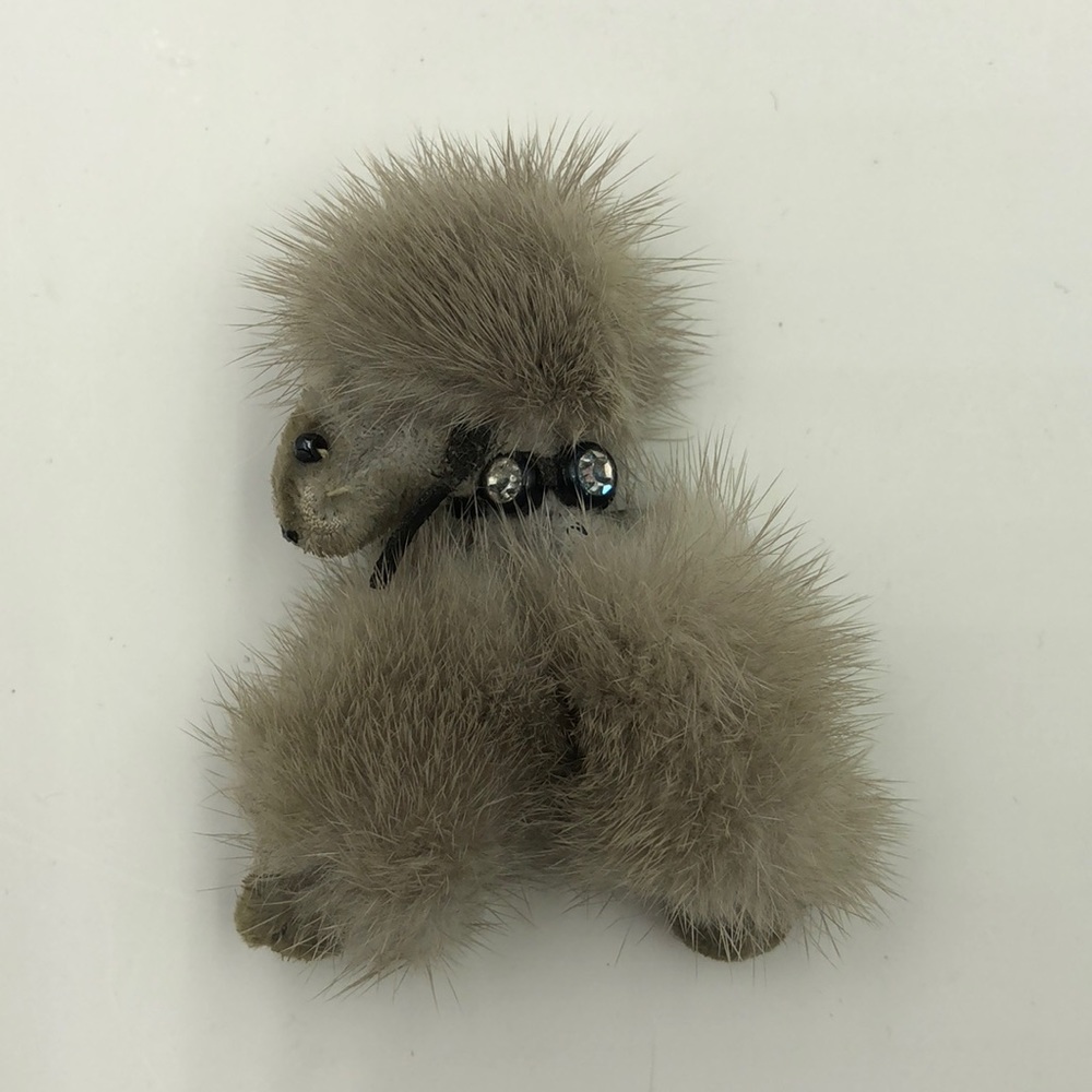 Adorable Vintage Mink Poodle Brooch
